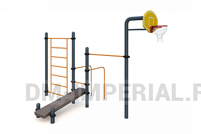 Турник, баскетбольная стойка, брусья, лавка наклонная, шведская стенка W-06-005