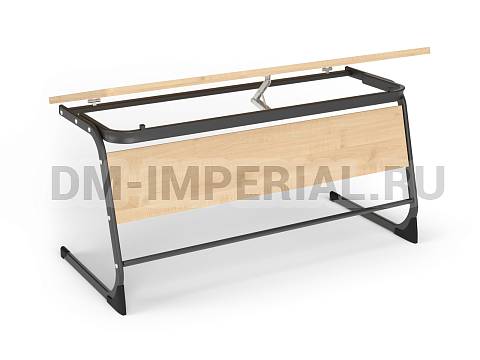 Оснащение школ, Школьные парты, Стол ученический 2-х местный нерегулируемый с наклонной столешницей на плоскоовальной трубе МШ-АШП-002.2.Н