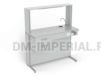 Стол препараторский пристенный с сантехникой и подвесной тумбой