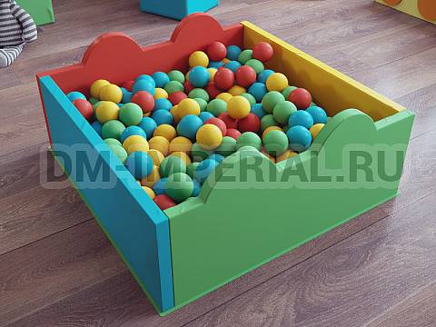 Оснащение детских садов, Мягкие модули, Сухой бассейн Квадратный Волна малый ММ-СБ-052