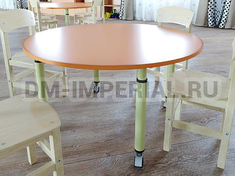 Оснащение детских садов, Столы, Стол круглый на регулируемых ножках и колесах СТ-010-К