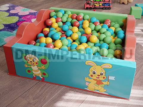 Оснащение детских садов, Мягкие модули, Сухой бассейн Квадратный Волна с рисунком ММ-СБ-055