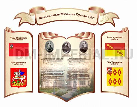 Информационные стенды, Оформление стендов для школы, "История школы", резной стенд из 4-х частей ДШК-3942 Информационные стенды, Оформление стендов для школы, "История школы", резной стенд из 4-х частей ДШК-3942