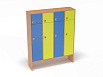 Шкаф 4-х секционный с антресолью (каркас бук с разноцветными фасадами, Вариант 2)