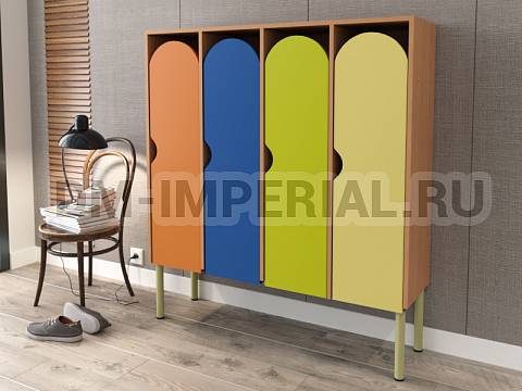 Оснащение детских садов, Шкафы, Шкаф 4-х секционный на металлокаркасе стандарт ШР-004-С-4