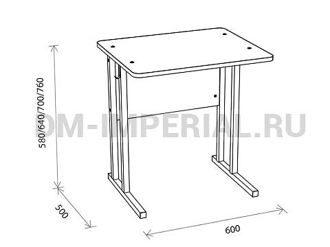 Оснащение школ, Школьные парты, Стол ученический 1-но местный нерегулируемый на квадратной трубе МШ-ШП-001.1
