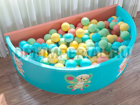 Оснащение детских садов, Мягкие модули, Сухой бассейн Полукруглый малый с рисунком ММ-СБ-013