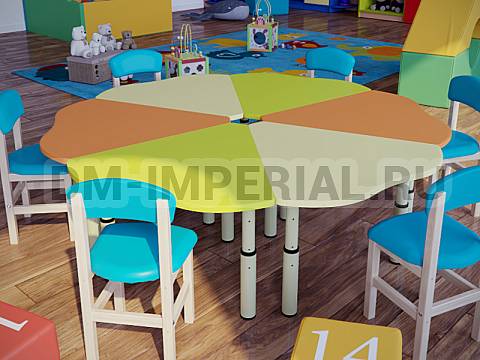 Оснащение детских садов, Столы, Стол Ромашка 6-ти секционный на регулируемых ножках СТ-024-Ц