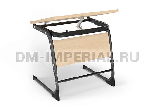 Оснащение школ, Школьные парты, Стол ученический 1-но местный регулируемый с наклонной столешницей на плоскоовальной трубе МШ-АШП-003.1.Н