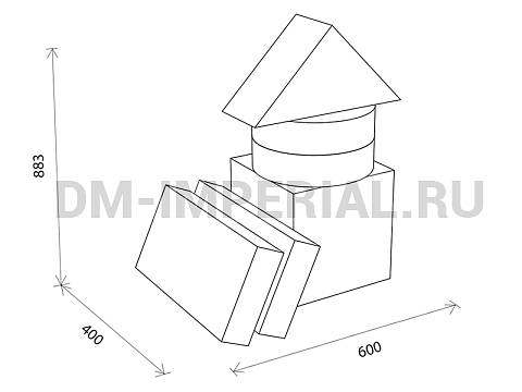Оснащение детских садов, Мягкие модули, Мягкий конструктор Башня ММ-МК-02.004