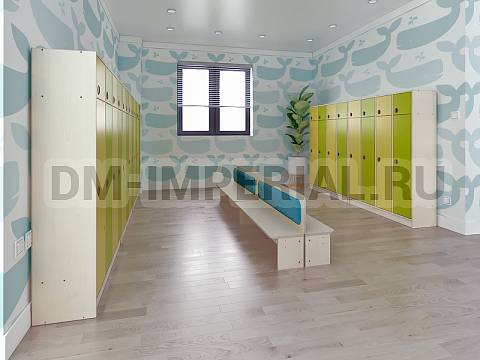 Оснащение детских садов, Шкафы, Шкаф 4-х секционный с антресолью на цоколе ШР-007-4