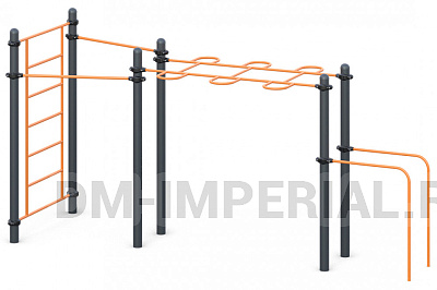 Два турника, рукоход змейка, шведская стенка, брусья W-02-012