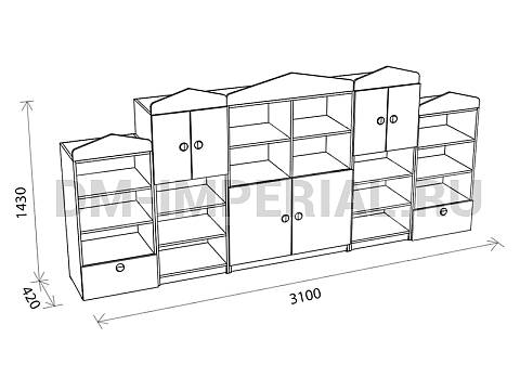 Оснащение детских садов, Шкафы, Стенка Дарья ШС-021
