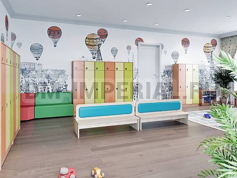 Оснащение детских садов, Шкафы, Шкаф 3-х секционный с антресолью на цоколе ШР-007-3