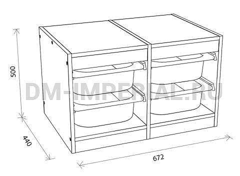 Оснащение детских садов, Шкафы, Стеллаж для хранения двухсекционный, высота 500 СХ-002