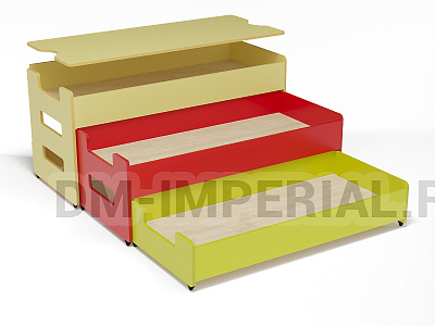 Кровать 3-х ярусная выкатная с крышкой