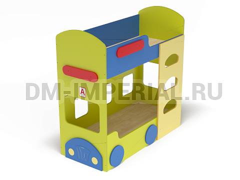 Оснащение детских садов, Кровати, Кровать 2-х ярусная Автобус КР-023