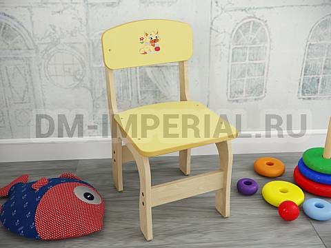 Оснащение детских садов, Стулья, Стул Добрыня, лак/краска с рисунком С-008.02-Р