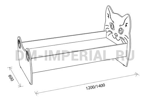 Оснащение детских садов, Кровати, Кровать ЛДСП Котенок с рисунком с лапами КР-004.01-Р-Л