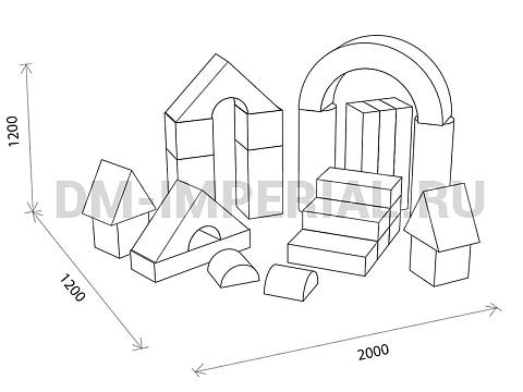 Оснащение детских садов, Мягкие модули, Мягкий конструктор Городок ММ-МК-03.011