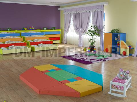 Оснащение детских садов, Кровати, Кровать 4-х ярусная выкатная с тумбой КР-014-Т