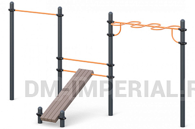 Турник, лавка наклонная, рукоход "змейка" W-02-016