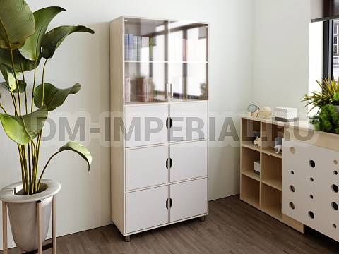 Оснащение школ, Системы хранения, Система хранения 1-но секционная со стеклом низ двойной ШСХ-001-6