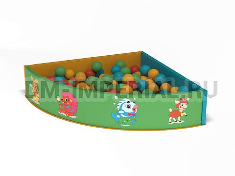 Оснащение детских садов, Мягкие модули, Сухой бассейн Угловой малый с рисунком ММ-СБ-023