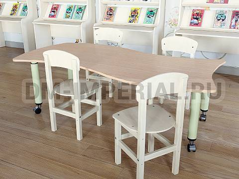 Оснащение детских садов, Столы, Стол Волна на регулируемых ножках и колесах СТ-019-К