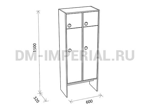 Оснащение детских садов, Шкафы, Шкаф 2-х секционный с антресолью ШР-006-2