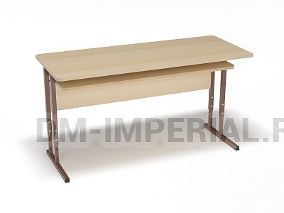 Стол ученический 2-х местный регулируемый на квадратной трубе с полкой