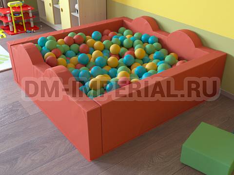 Оснащение детских садов, Мягкие модули, Сухой бассейн Квадратный Волна ММ-СБ-054