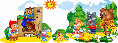 Герои сказки "Колобок", резные стенды, комплект