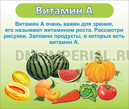 Информационные стенды, Оформление стендов для сада, ВИТАМИН А ДС-0518 Информационные стенды, Оформление стендов для сада, ВИТАМИН А ДС-0518