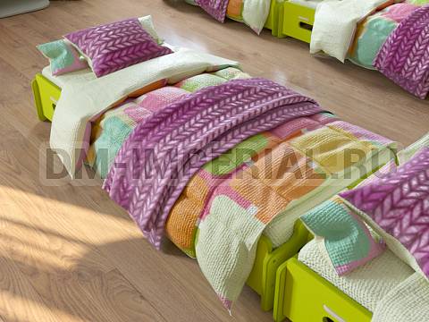 Оснащение детских садов, Кровати, Эко-кровать Мозайка ясельная с бортиком (фанера) КР-028-Я