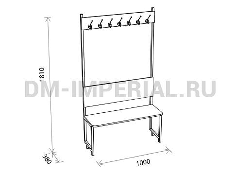 Оснащение школ, Мебель для гардеробов, Вешалка напольная со скамьей 7 мест ШМ-МР-004