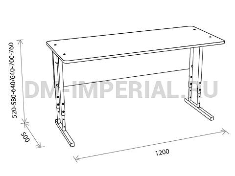 Оснащение школ, Школьные парты, Стол ученический 2-х местный регулируемый на квадратной трубе МШ-ШП-005.2