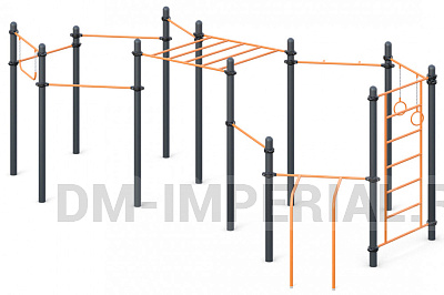 Пять турников, турник хватом молоток, шведская стенка, рукоход, брусья, кольца,  перекладина W-03-01