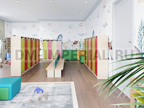 Оснащение детских садов, Шкафы, Шкаф 4-х секционный на цоколе ШР-002-4