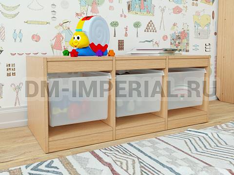 Оснащение детских садов, Шкафы, Стеллаж для хранения трехсекционный, высота 500 СХ-003