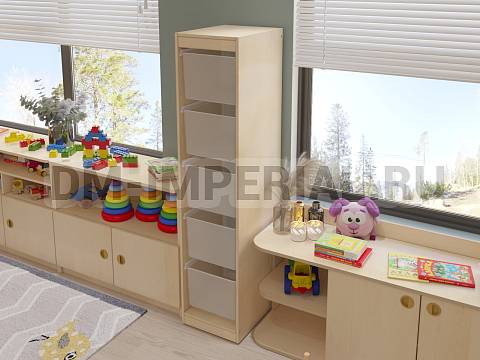 Оснащение детских садов, Шкафы, Стеллаж для хранения односекционный, высота 1500 СХ-013