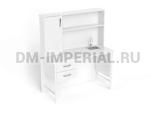 Оснащение школ, Стандарт Московская школа 2.0, Стол препараторский пристенный с сантехникой и подвесной тумбой, тип 2 ЛАБ-22.055