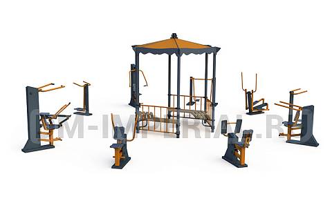 Уличное оборудование, Спортивное оборудование, Тренажерная беседка из 10 тренажеров ТРК 1.4 ТРК 1.4