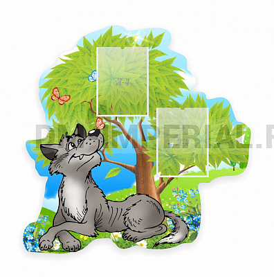 Волк на поляне, резной стенд