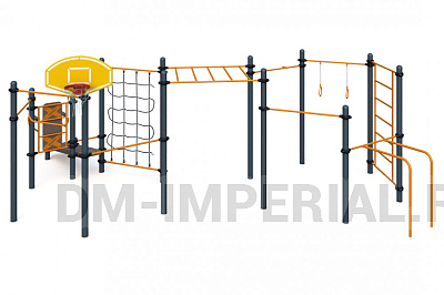 Четыре турника, шведская стенка, рукоход, брусья, кольца, перекладин W-06-011