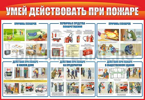 Информационные стенды, Оформление стендов для школы, Умей действовать при пожаре ШК-0228