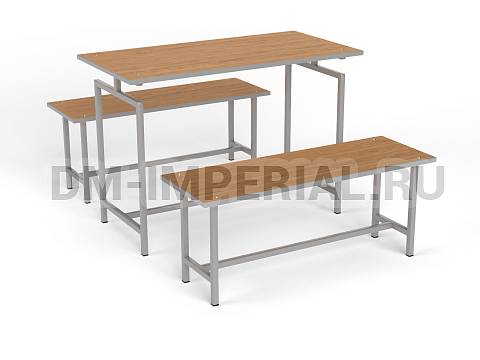 Оснащение школ, Мебель для столовой, Стол обеденный со скамейками 4 ножки ШМ-СТ-050