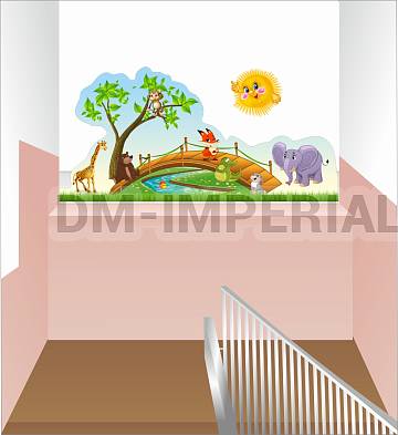 Оснащение детских садов, Оформление лестничных пролетов, "Животные", оформление лестничного пролета ДС-2501