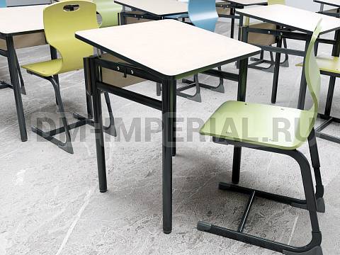 Оснащение школ, Школьные парты, Стол ученический 1-но местный нерегулируемый с наклонной столешницей ЭРУДИТ МШ-АШП-005.1.Н