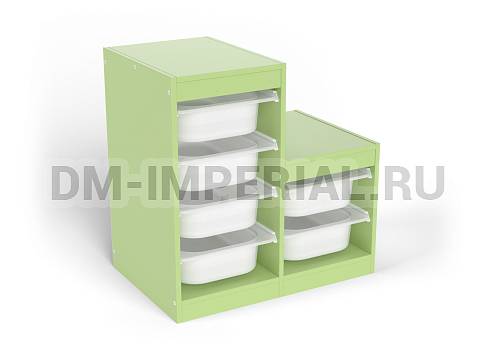 Оснащение детских садов, Шкафы, Стеллаж для хранения двухсекционный, разноуровневый, вар. 2, высота 750 СХ-017